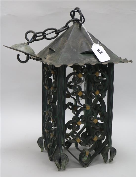 A wrought iron lantern
